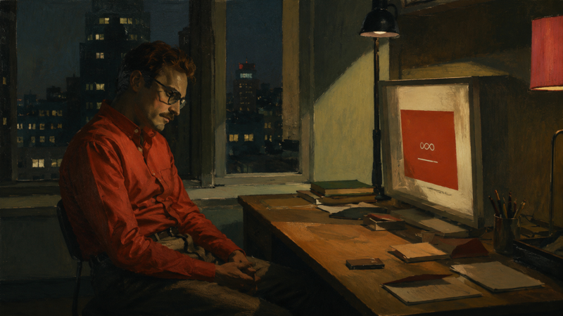 Photo from the movie 'Her' (2013), edited and transformed by ChatGPT in Edward Hopper style